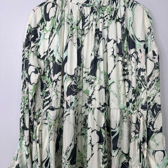 Asos Maxi Dress Size 10 Green Marble Print High Neck Tiered BNWT - Picture 6 of 13